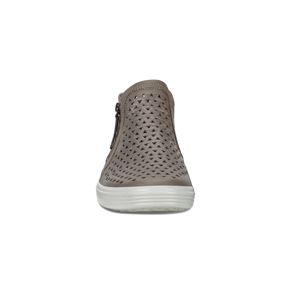 ECCO Sneakersy Damskie - Soft 7 Mid-Cut Boot - Srebrne - EBPXUN-851